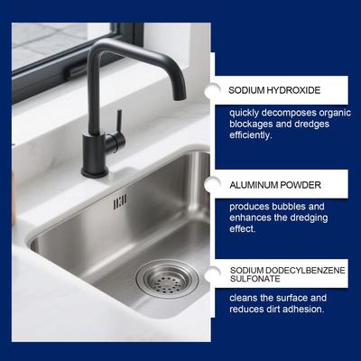 Plumbing powder, kitchen sink and bathroom pipes with a vari