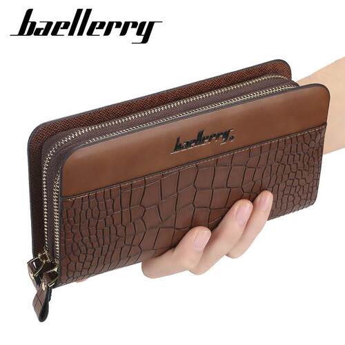 A mans wallet with a pair of zippers and a bag of cell phon