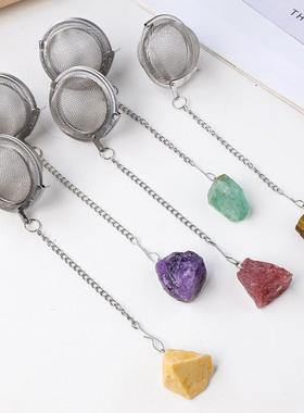 Natural crystalline stone tea filter 304 stainless steel bal