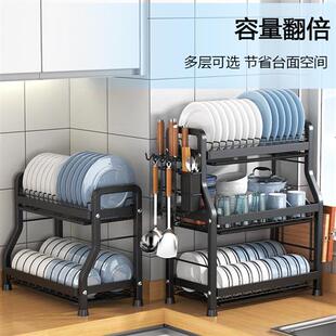 Kitchen shelf dishes are filled with asphalted water racks a