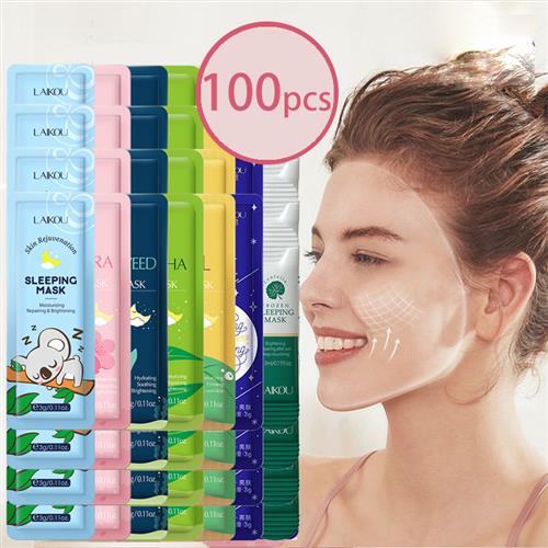 100 pcs Moisturizing Sleeping Mask Sakura Snail Seaweed Face