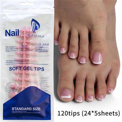 120/100Pcs Nude Pink French Press on Toenails Short Square F