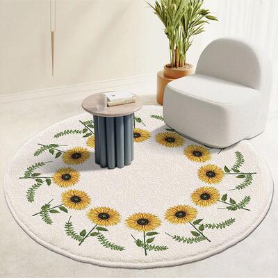 Its a nice round carpet. Its like a velvet bedroom and a b