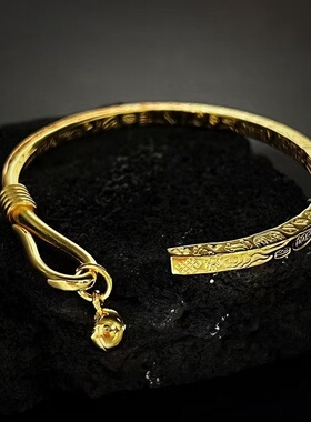 出口欧美跨境外贸沙金饰品吉言挂坠手镯女小众子彩金不掉色手饰