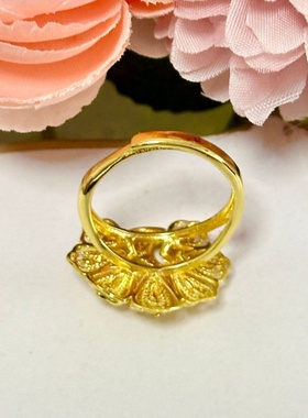 出口欧美跨境外贸越南越南沙金孔雀开屏大戒指跨境中东土豪金女士