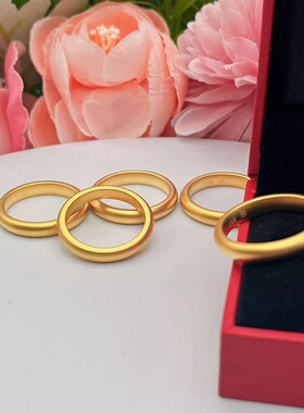 出口欧美跨境外贸越南沙金饰品古法传承戒指女轻奢感素圈指环小众