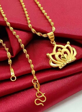出口欧美跨境外贸越南越南沙金首饰品爱心皇冠吊坠女士五花金项链