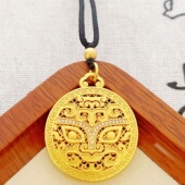 欧美跨境外贸越南沙金首饰品女轻奢感项链复古风镶钻饕鬄吊手饰