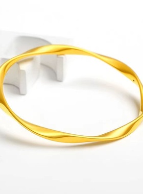 欧美跨境外贸沙金首饰品莫比乌斯手镯女仿黄金镯闭口实心素圈手饰