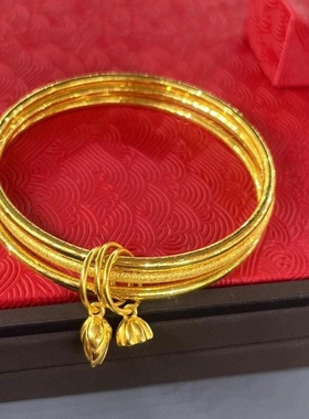 欧美跨境外贸沙金饰品三生三世字牌手镯女小众轻感仿黄金久不手饰