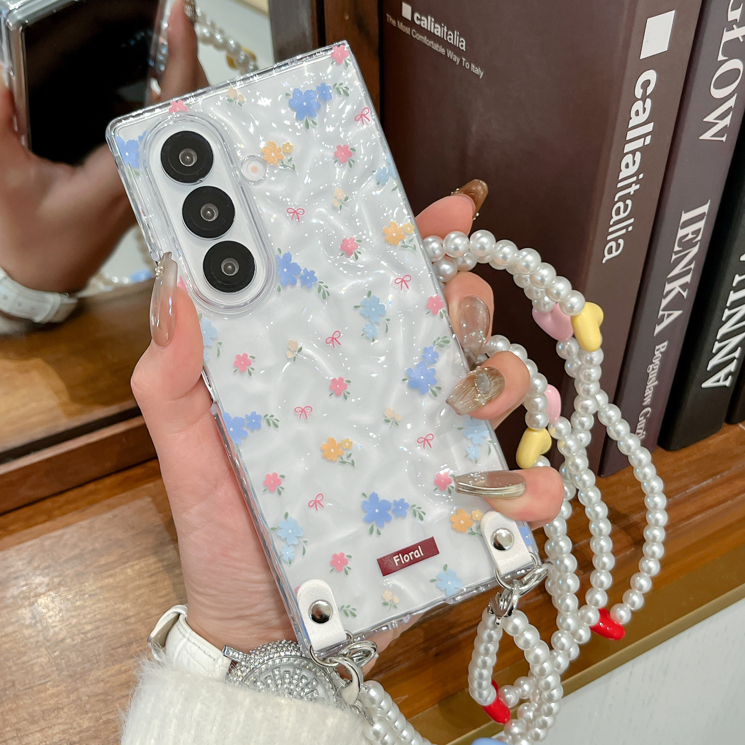 夏日花园风碎花适用三星zflod7手机壳透明水波纹zflip7折叠屏珍珠链条斜挎zflip3/4/5小清新zflod6女款保护套,3C数码配件,手机保护套/壳,淘宝优惠券,粉丝福利购,淘宝优惠卷
