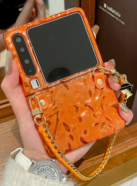 适用华为purax手机壳橙色新款pocket 2折叠屏x6保护壳Pura x典藏版电镀硬壳P50/PocketS防摔手提链x5保护套x3