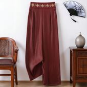 刺绣高腰阔腿裤 新款 宽松休闲直筒裤 老钱风垂坠感裤 春季 子女裤 女装