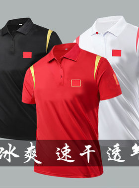 中国国家队T恤武术团体速干训练短袖男女教练篮球游泳运动POLO衫