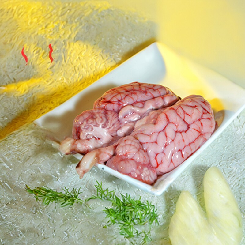 羊脑新鲜内蒙古羊肉火锅食材羊杂脑髓草原绵羊羔羊肉清真羊脑现杀