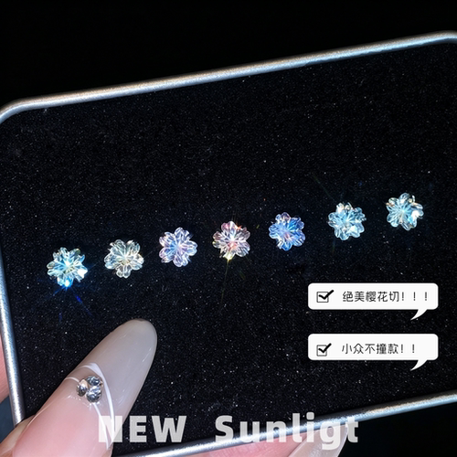 多色樱花切钛钢耳钉小众不撞款