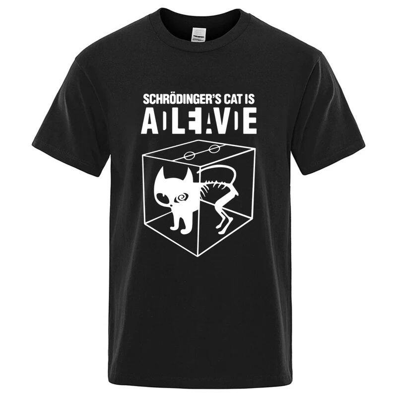 Men's T-shirt High Quality Cotton Blend Schrodinger's Cat Pr