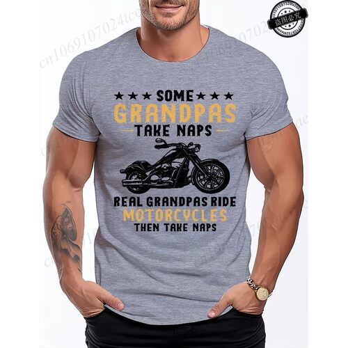 GRANDPAS RIDE MOTORCYCLES Graphic T-Shirt for Men,Casual Sho