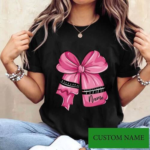 Personalized Pink Bow Teacher Shirt Custom Name Back To Scho