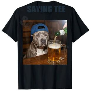 Pit Bull Drinking Beer Funny Dog Meme T-Shirt Y2k Hilarious