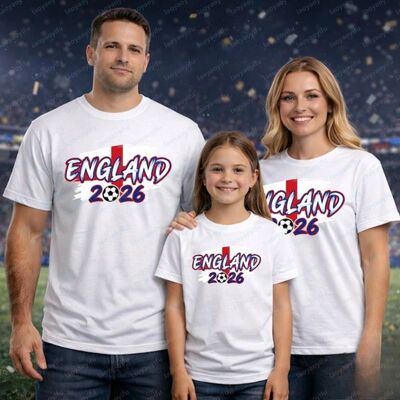England 2026 Flag Football Print T Shirt Men's Casual Soccer