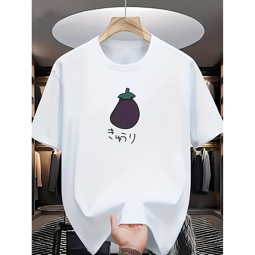 Funny Japanese Eggplant Graphic T Shirt Women Summer Short S