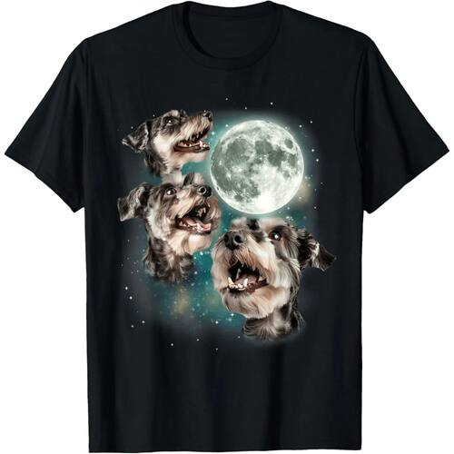 Three Mini Schnauzers Moon 3 Howling Dog Meme Pet Lover T-sh