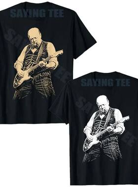 Y2k Smoking Winston Churchill Playing Guitar Vintage T-Shirt