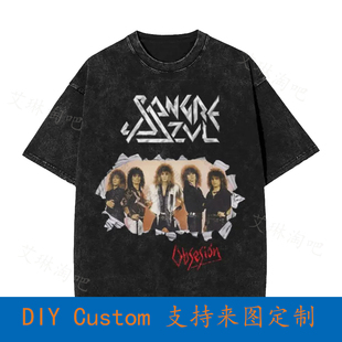 New Dtg Dtf Vintage Oversized T-Shirt Sangre Azul Obsesión