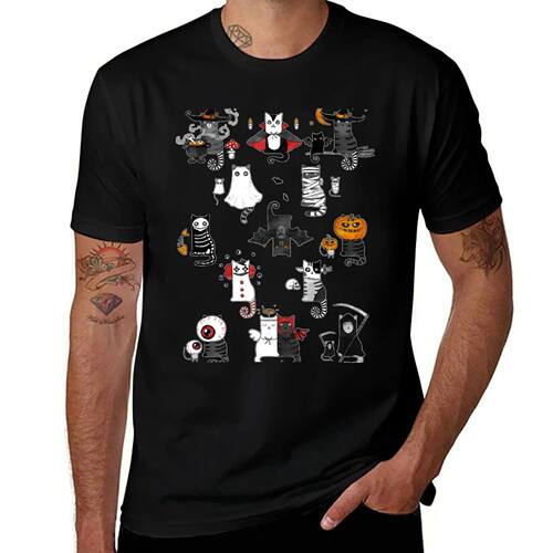 Horror Cats In Terrible Imagery T-Shirt High Quality Durable