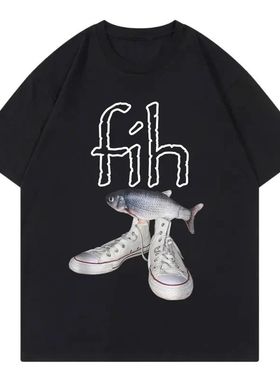 New Style Fih Shoes Graphic T Shirts Funny Misspelled Fish M