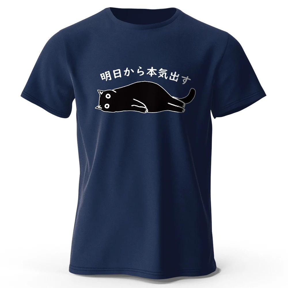Japanese Kawaii Cat Print 100 Cotton T-Shirt Soft Breathable图片
