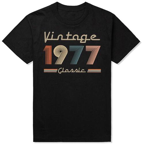 Vintage 1977 T Shirts for Men Cotton Classic Retro 49th Birt