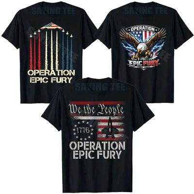 Operation Epic Fury T-Shirt Y2k American Flag Design Graphic