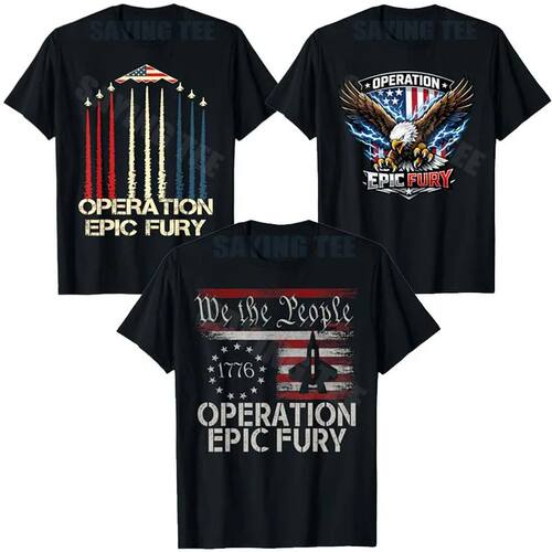 Operation Epic Fury T-Shirt Y2k American Flag Design Graphic