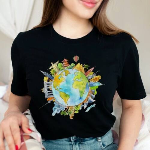 Traveler Gift Vacation Shirt Travel Lover World Map Airplane