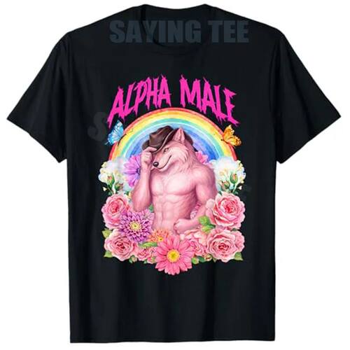 Y2k Floral Print Alpha Male Wolf Meme Men Women Gen Z Cringe