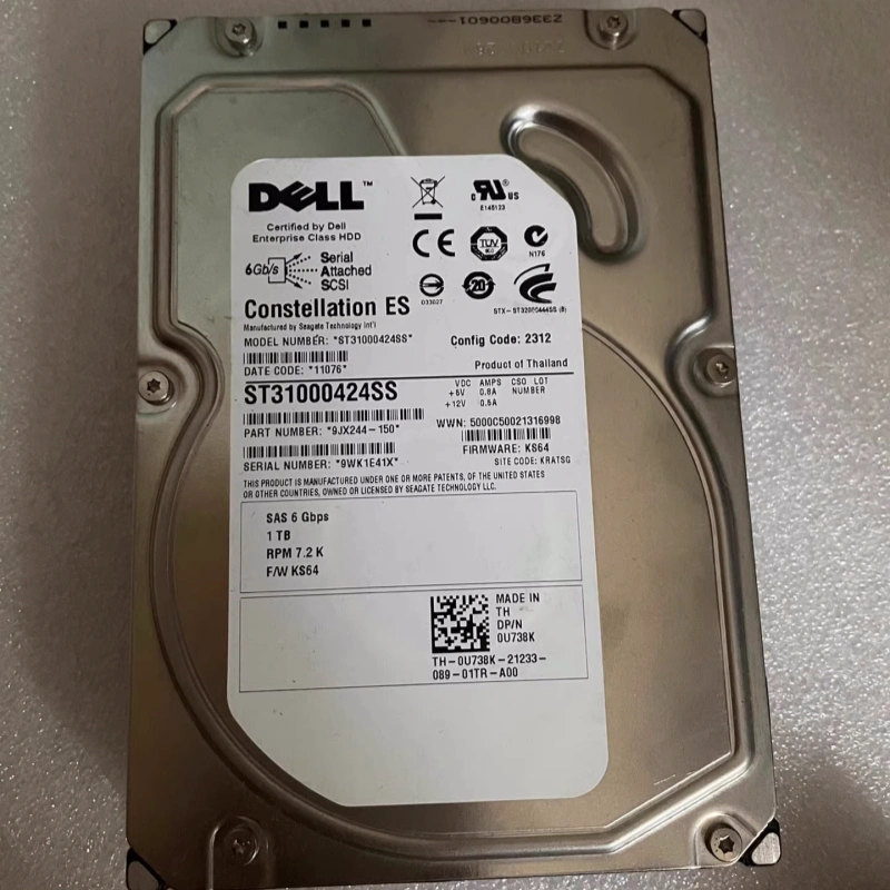 DELL/希捷 ST31000424SS 1T SAS 7.2K U738K 3.5 服务器硬盘