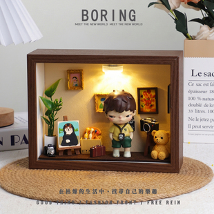 泡泡玛特Hirono小野宽恕之城相框灯光造景手办摆件收纳展示盒礼物