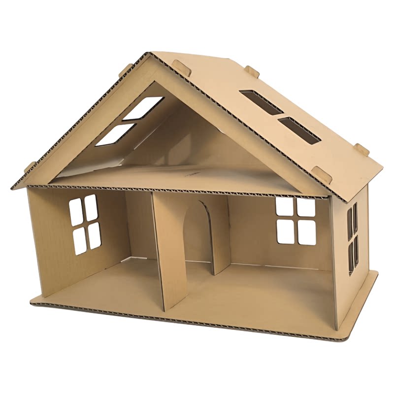 diy纸盒房子纸板拼插建筑小屋子