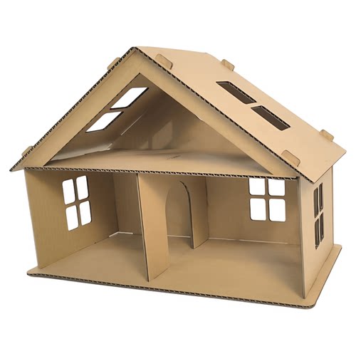 diy纸盒房子纸板拼插建筑小屋子