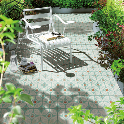 北欧小清新绿色花砖 卫生间浴室地砖厨房阳台花园花片瓷砖200x200