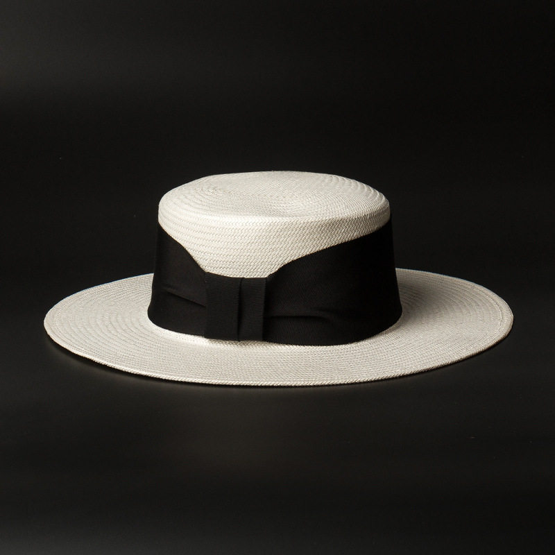 大头围手工编织法式休闲纸草蝴蝶结平顶户外旅游遮阳防晒沙滩草帽