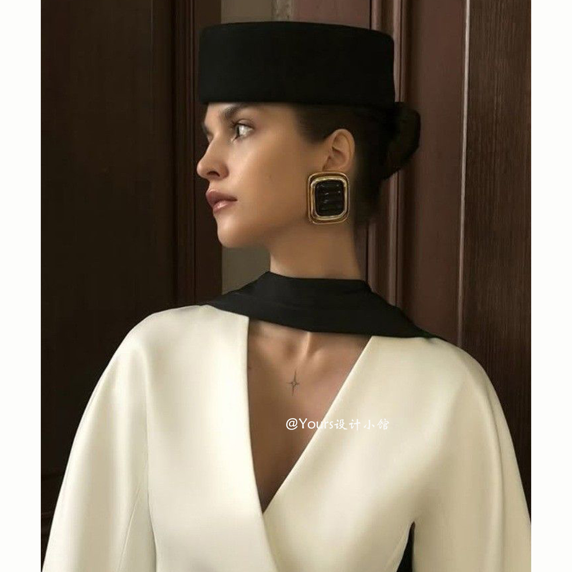 时髦秋冬新款羊毛空姐帽舞台走秀凹造型网红礼帽法式优雅风礼帽子