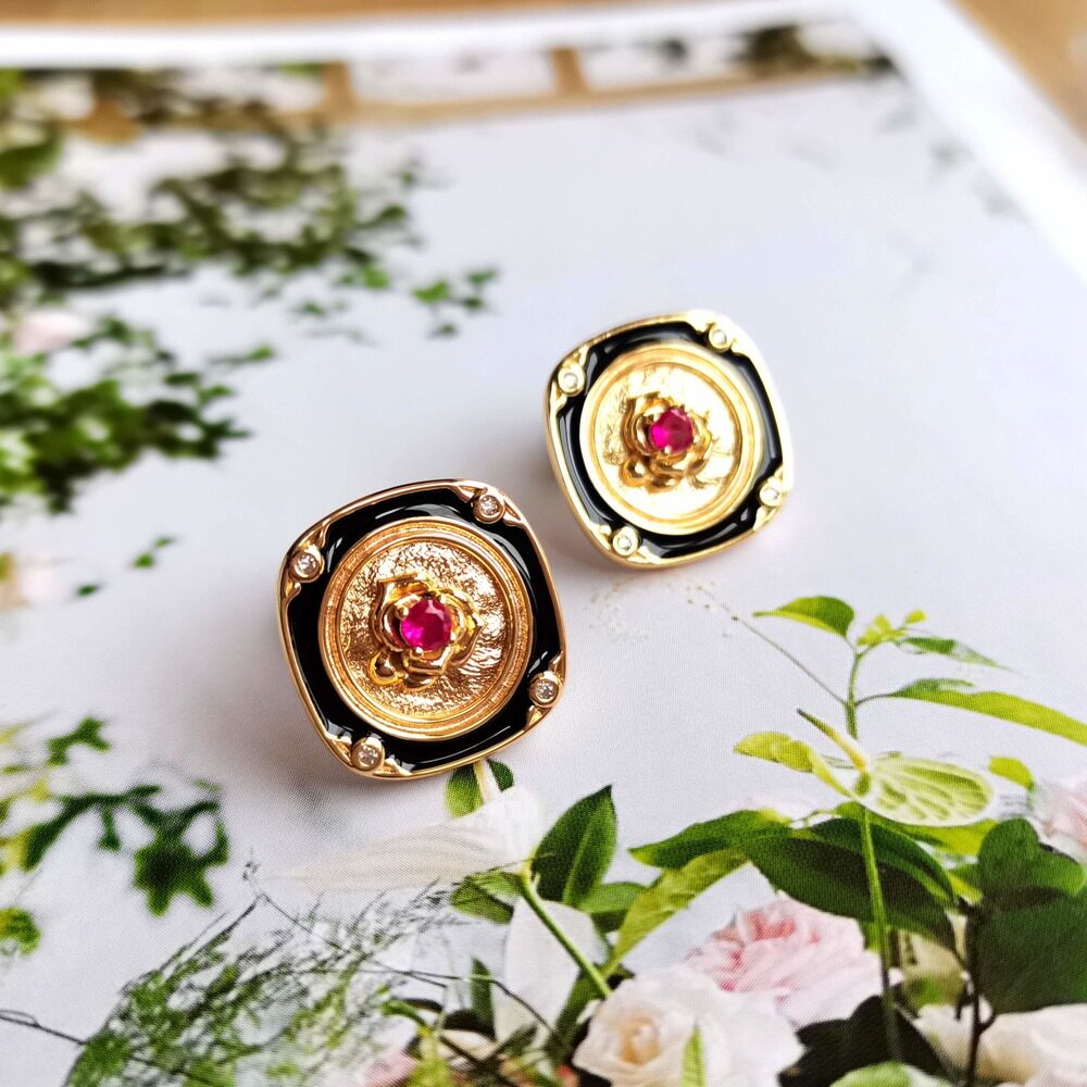 蔷薇之恋S925银镀金玫瑰花合成