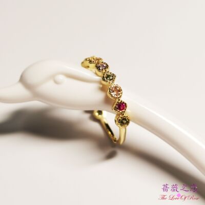 蔷薇之恋百搭925银镀金彩色锆石