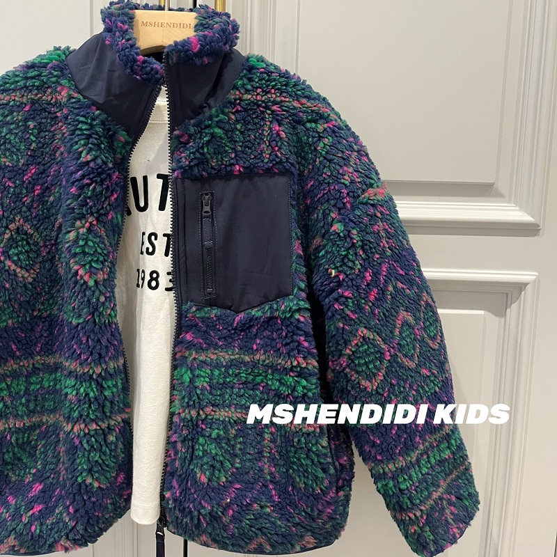 MSHENDIDI日系冬装 儿童摇粒绒外套秋冬加厚保暖羊羔毛拉链外套