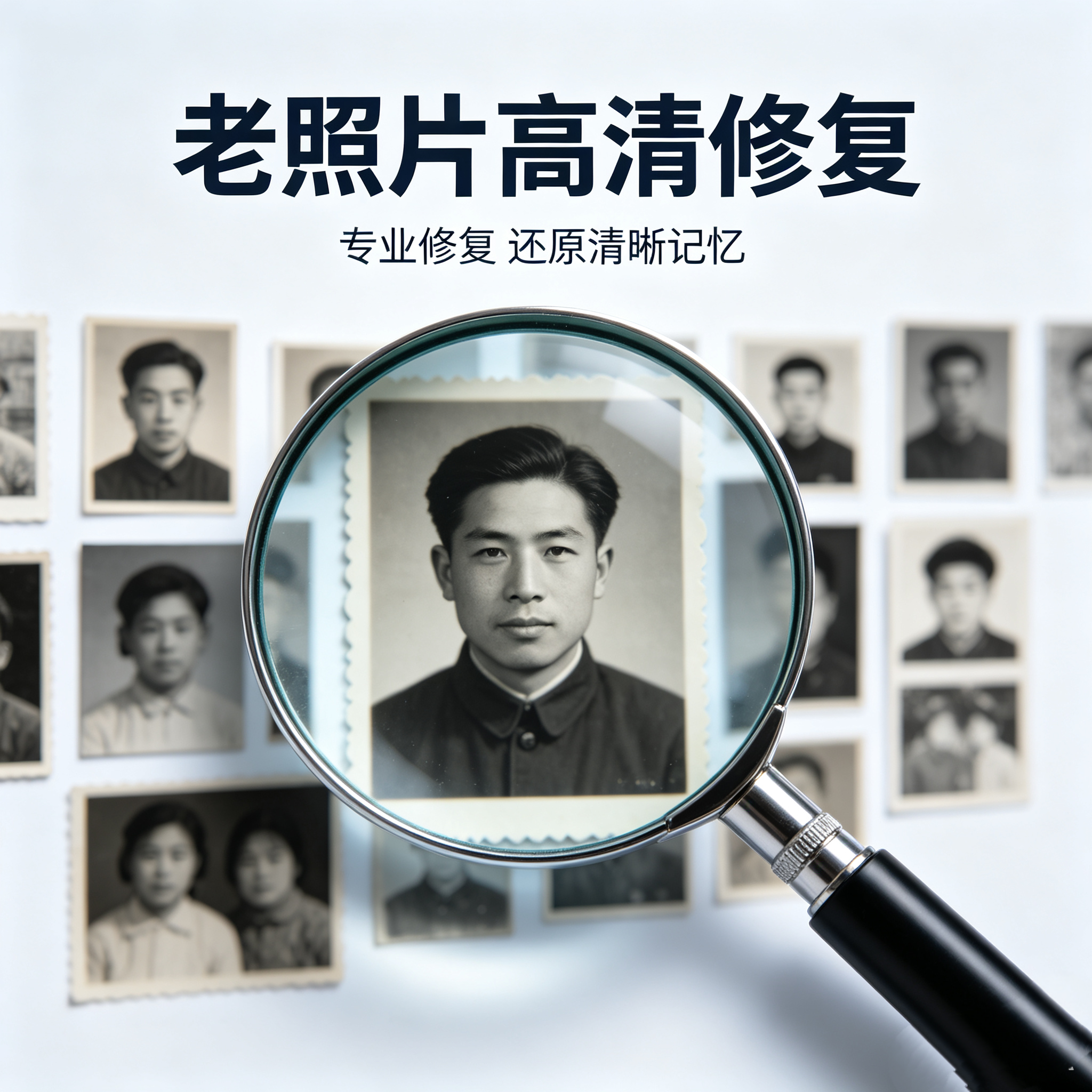 老照片修复翻新还原高清黑白照上色专业PS图片处理