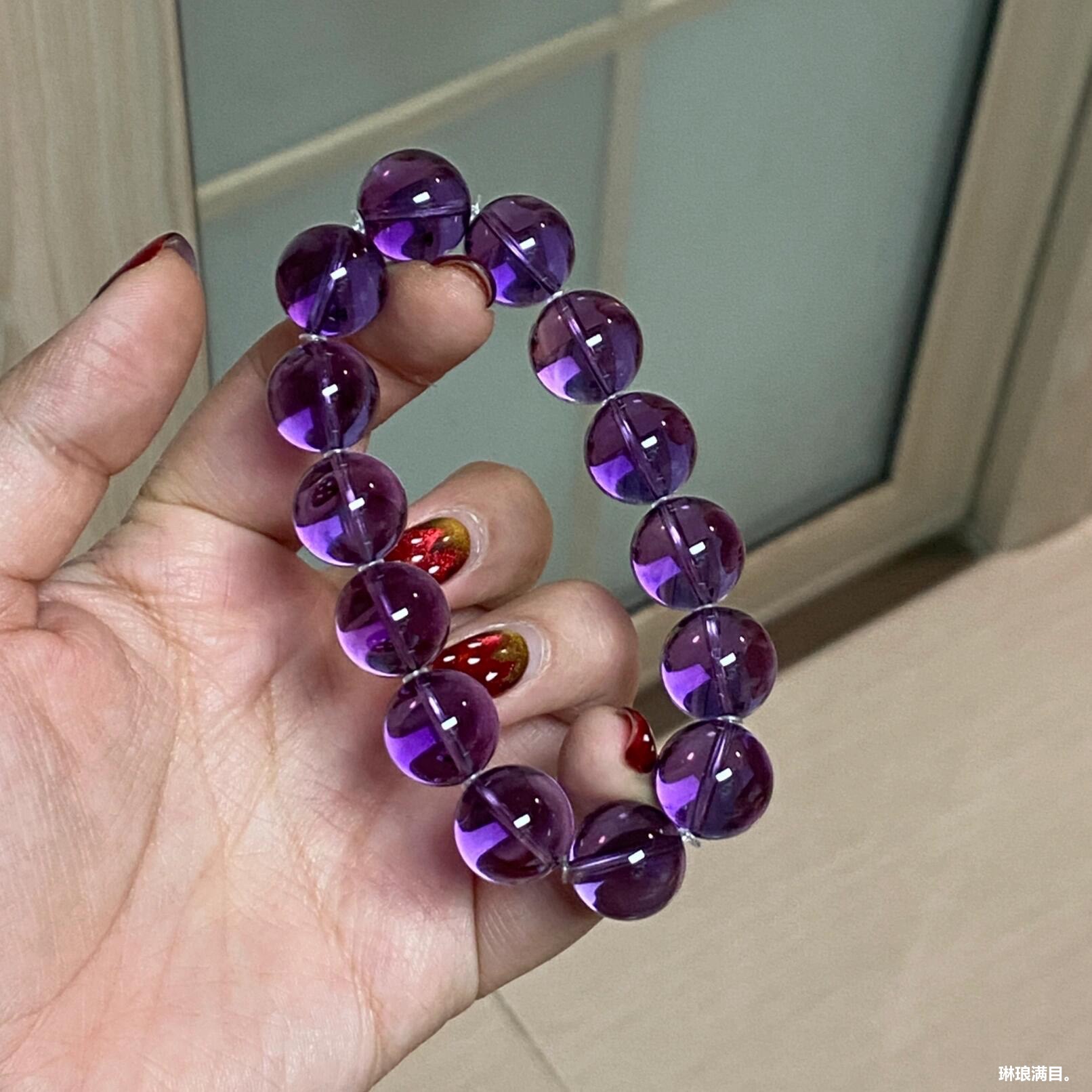 日本品质毕业级天然巴西乌拉圭全净体紫水晶手串单圈紫水晶手链女