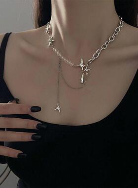 水滴芒星闪钻项链女ins小